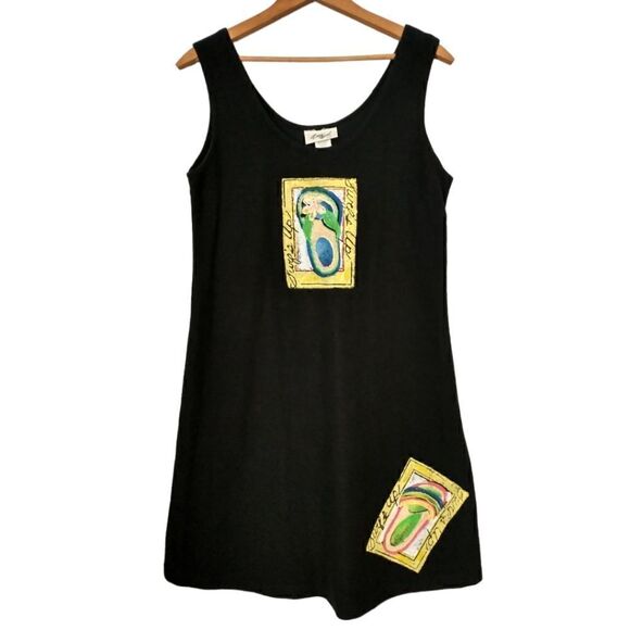 Easy Apparel Graphic Print Dress S Cover Up Lounge Black USA Flip Flops Beachy - Picture 6 of 16